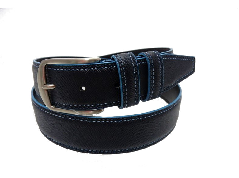 Cintura uomo saffiano in contrasto - Blu/turchese- mm35